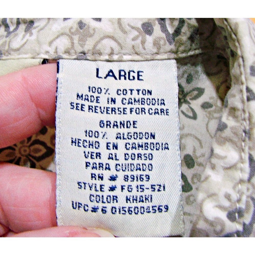 Faded Glory Cropped Wrap Side Tie Sleeveless Blouse 100% Cotton Beige White Sz L - Picture 11 of 12